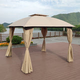 10x10 Ft Outdoor Patio Garden Gazebo Canopy, Outdoor Shading, Gazebo Tent With Curtains