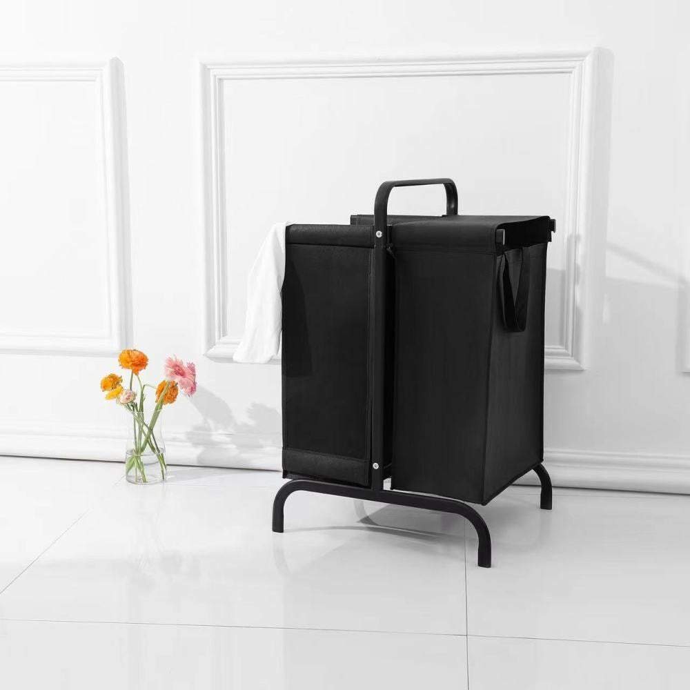 110L Black 2-Tier Laundry Hamper Large Oxford Clothes Basket Sorter