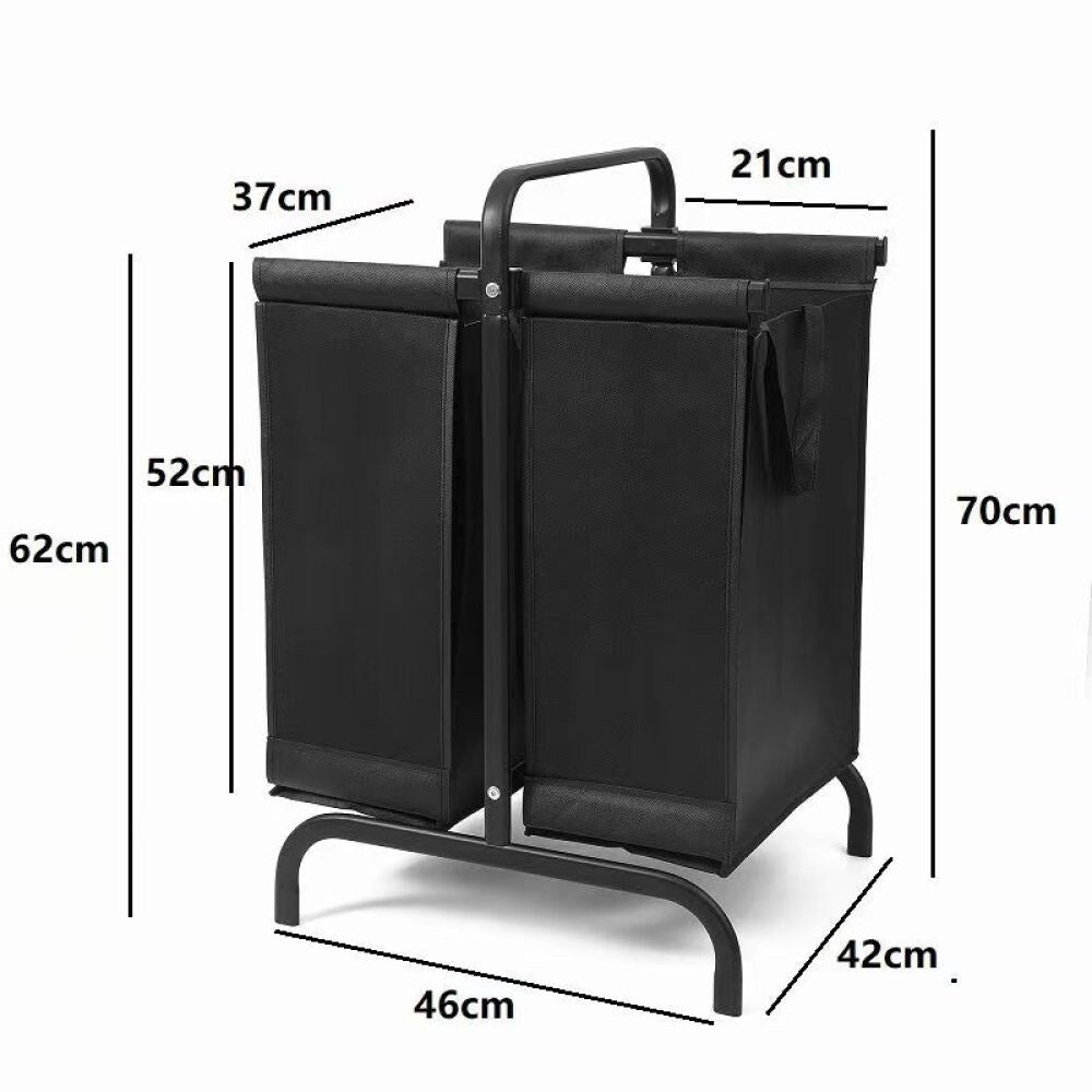 110L Black 2-Tier Laundry Hamper Large Oxford Clothes Basket Sorter
