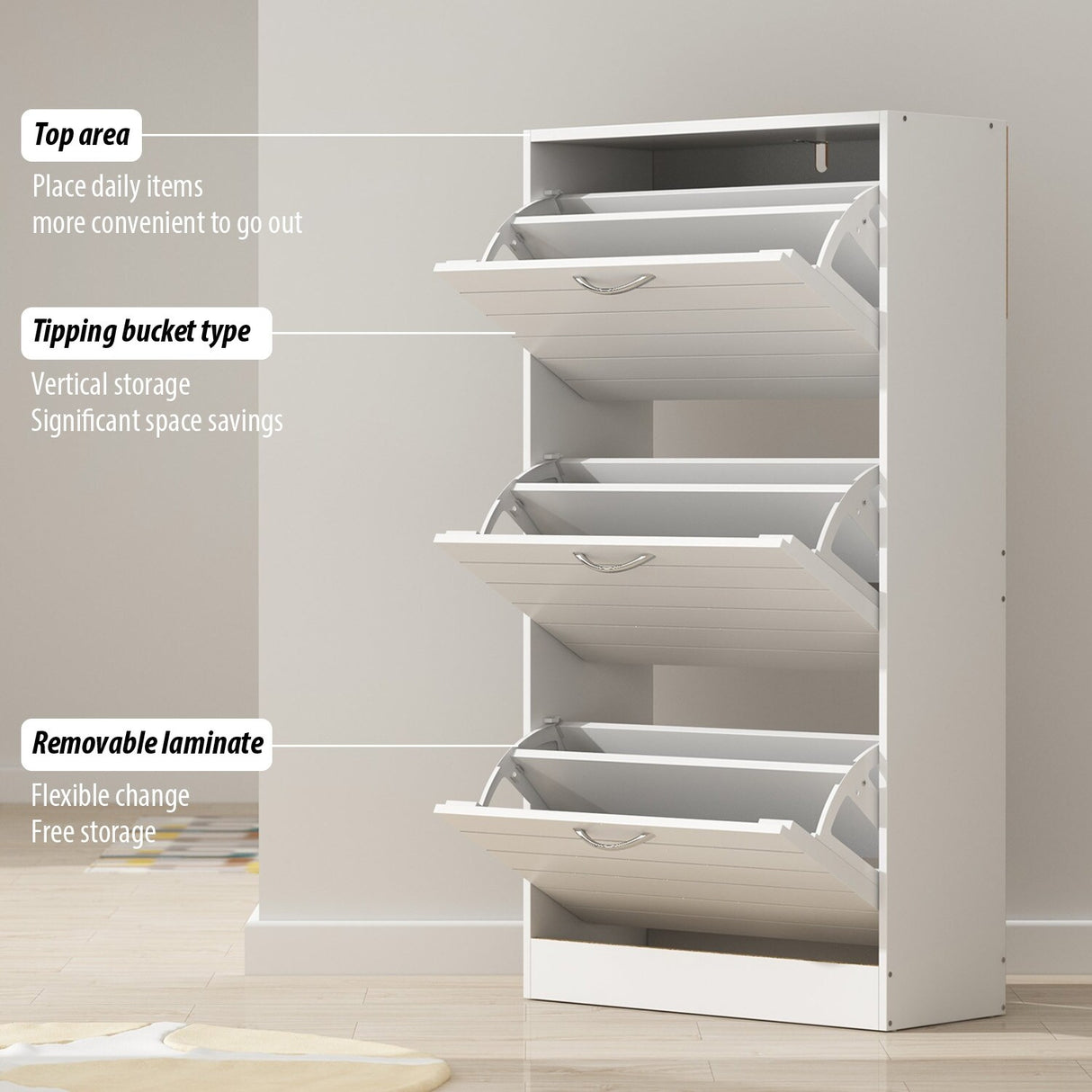 12-15 Pair Shoe Storage Cabinet Space Saving Oak Dresser Chest