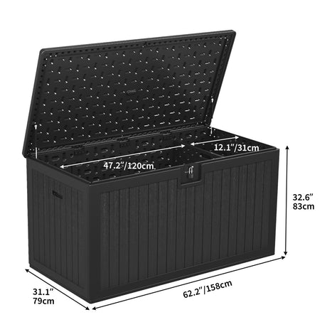 120-260 Gallons Large Resin Water Resistant Lockable Deck Box