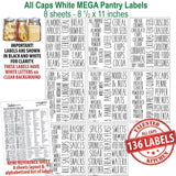 136 PCS Pantry Organizer Label Stickers for Spice Kitchen Organizer White Script