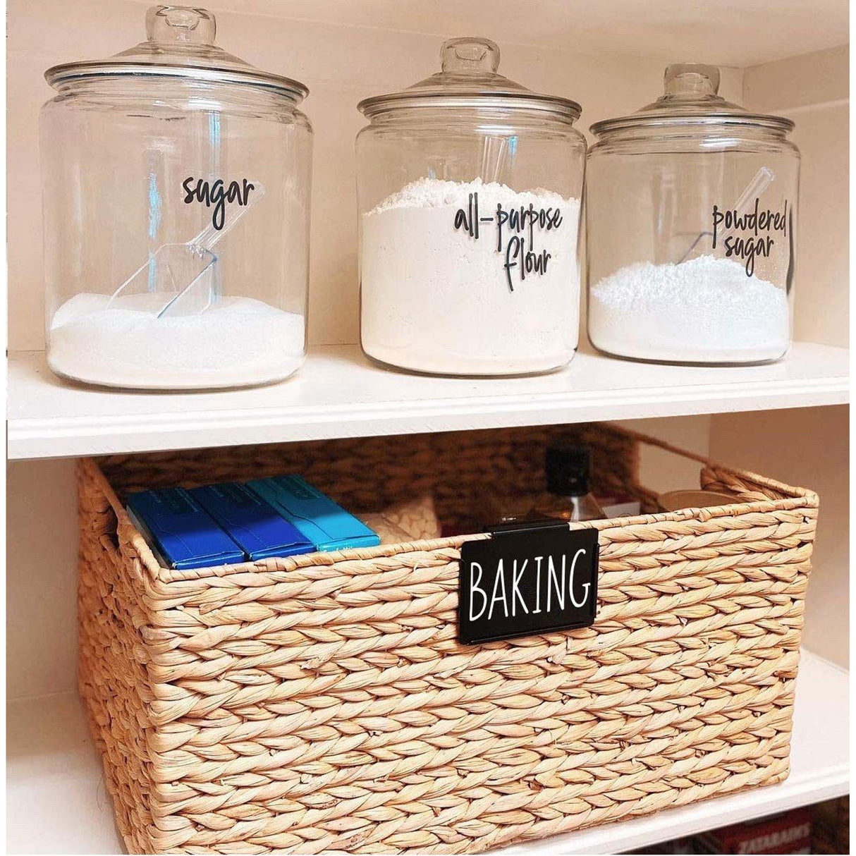 136 PCS Pantry Organizer Label Stickers for Spice Kitchen Organizer White Script