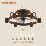 20 in. Modern Farmhouse Ceiling Fan LED Low Profile Flush Mount Ceiling Fan Light with Remote for Living Room