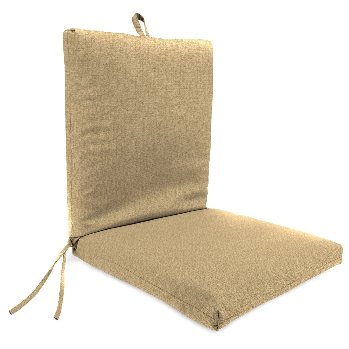 21" x 44" Beige Solid Outdoor Chair Cushion with Ties and Loop - 44'' L x 21'' W x 3.5'' H