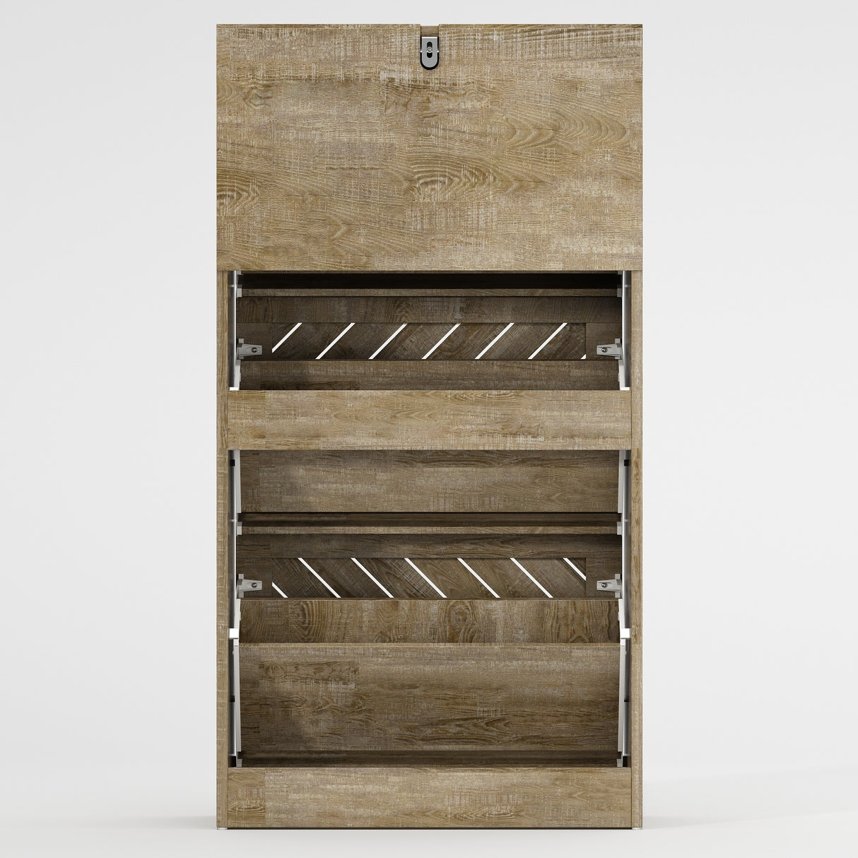 22.4" Shoe Storage Cabinet with 3 Flip Drawers Wood/ Grey by Kerrogee