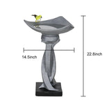 22.8-in High Concrete Bird Baths for Outdoors, Modern Bird Bath Bowl