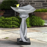 22.8-in High Concrete Bird Baths for Outdoors, Modern Bird Bath Bowl