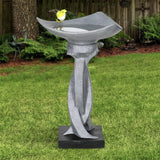 22.8-in High Concrete Bird Baths for Outdoors, Modern Bird Bath Bowl