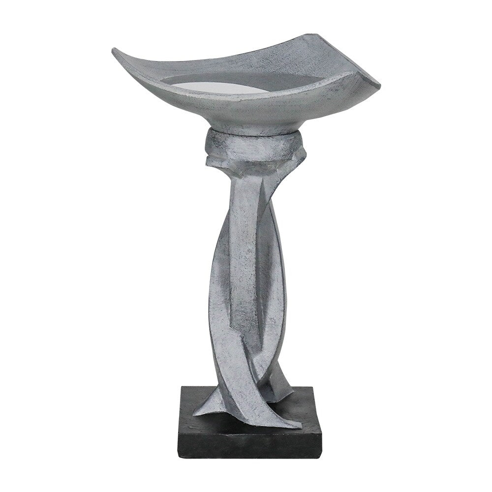 22.8-in High Concrete Bird Baths for Outdoors, Modern Bird Bath Bowl