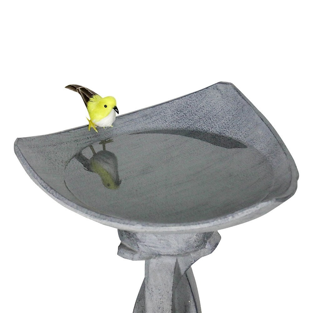 22.8-in High Concrete Bird Baths for Outdoors, Modern Bird Bath Bowl