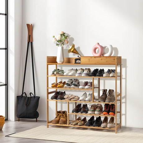 24-batten Bamboo Shoe Rack-6-Tier