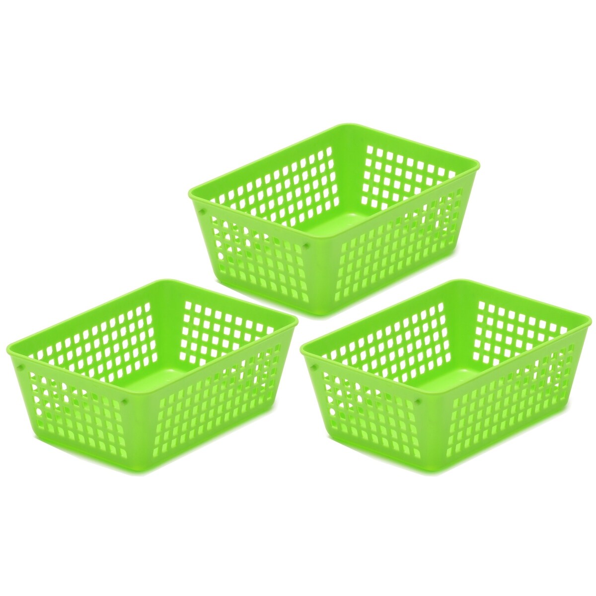 3-Pack Plastic Storage Baskets for Office Drawer, Classroom Desk