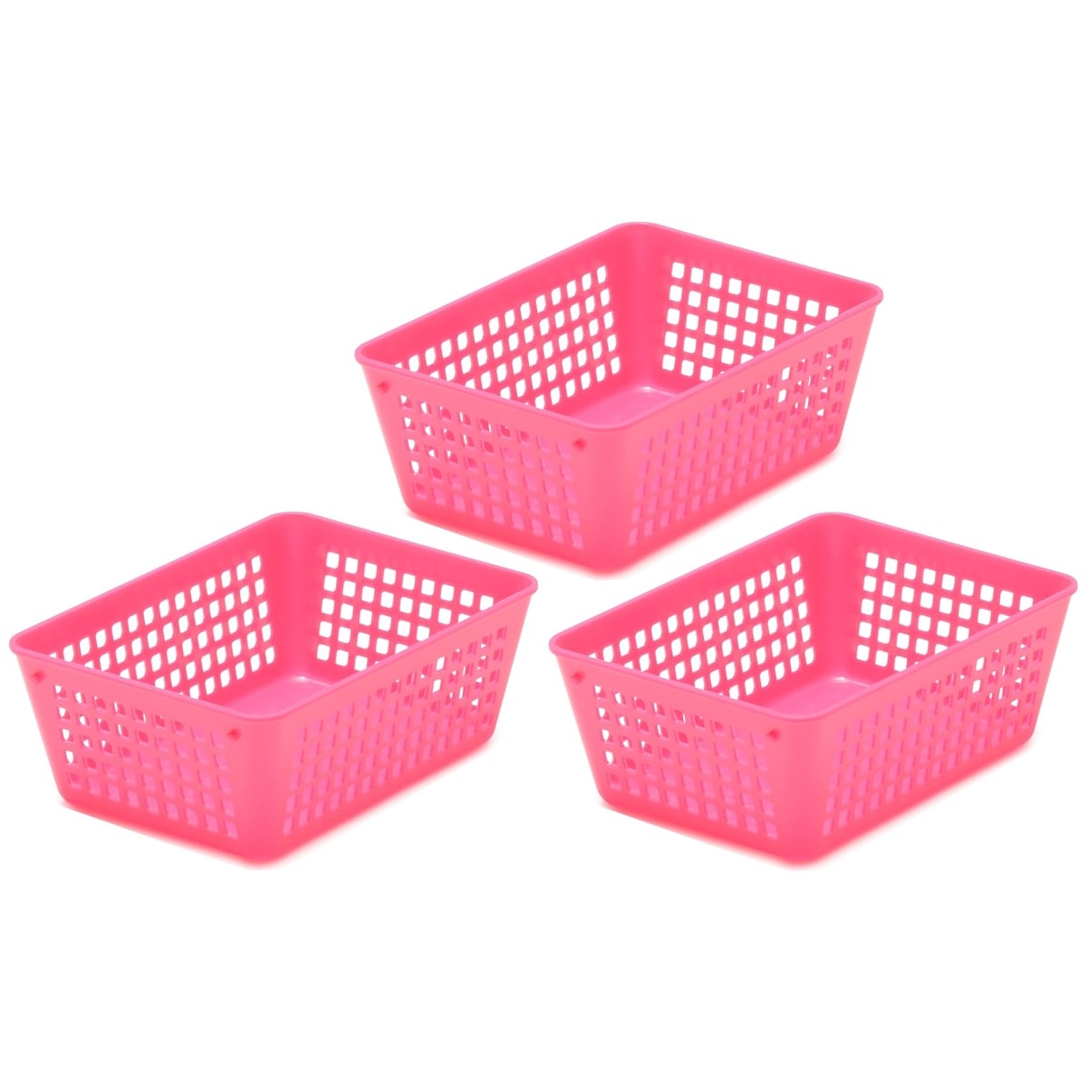 3-Pack Plastic Storage Baskets for Office Drawer, Classroom Desk