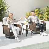 Outdoor Patio Furniture Conversation Set, 3 Pieces PE Rattan Wicker Chairs with Table for Porch