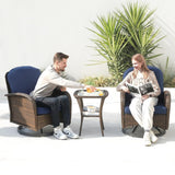 Outdoor Patio Furniture Conversation Set, 3 Pieces PE Rattan Wicker Chairs with Table for Porch