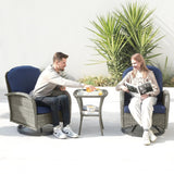 Outdoor Patio Furniture Conversation Set, 3 Pieces PE Rattan Wicker Chairs with Table for Porch