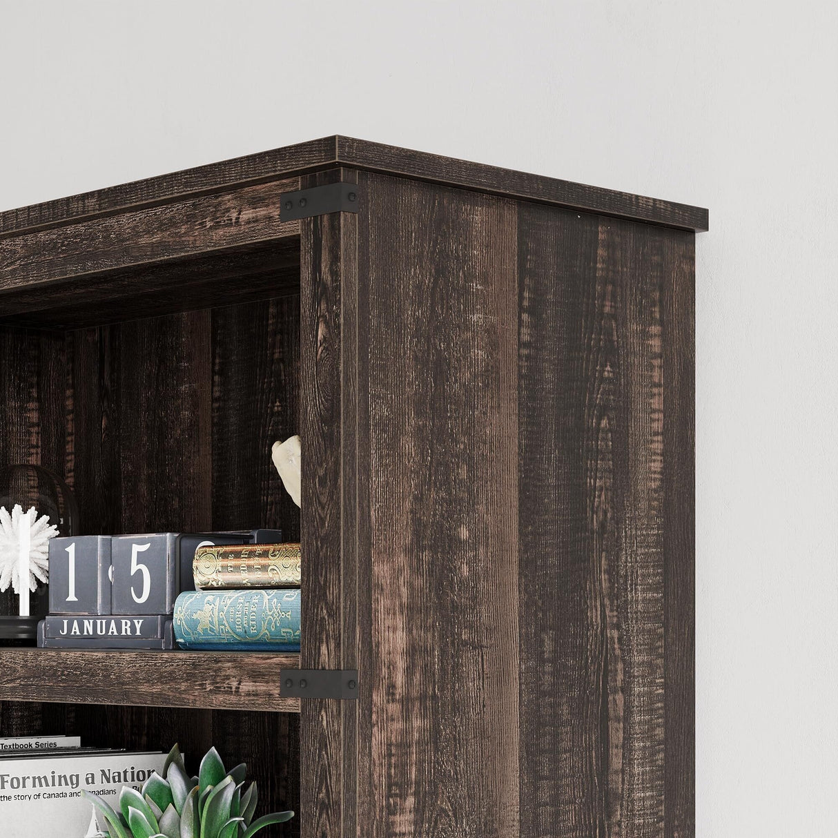 3 Tier Bookcase, Farmhouse Book Shelf with Storage