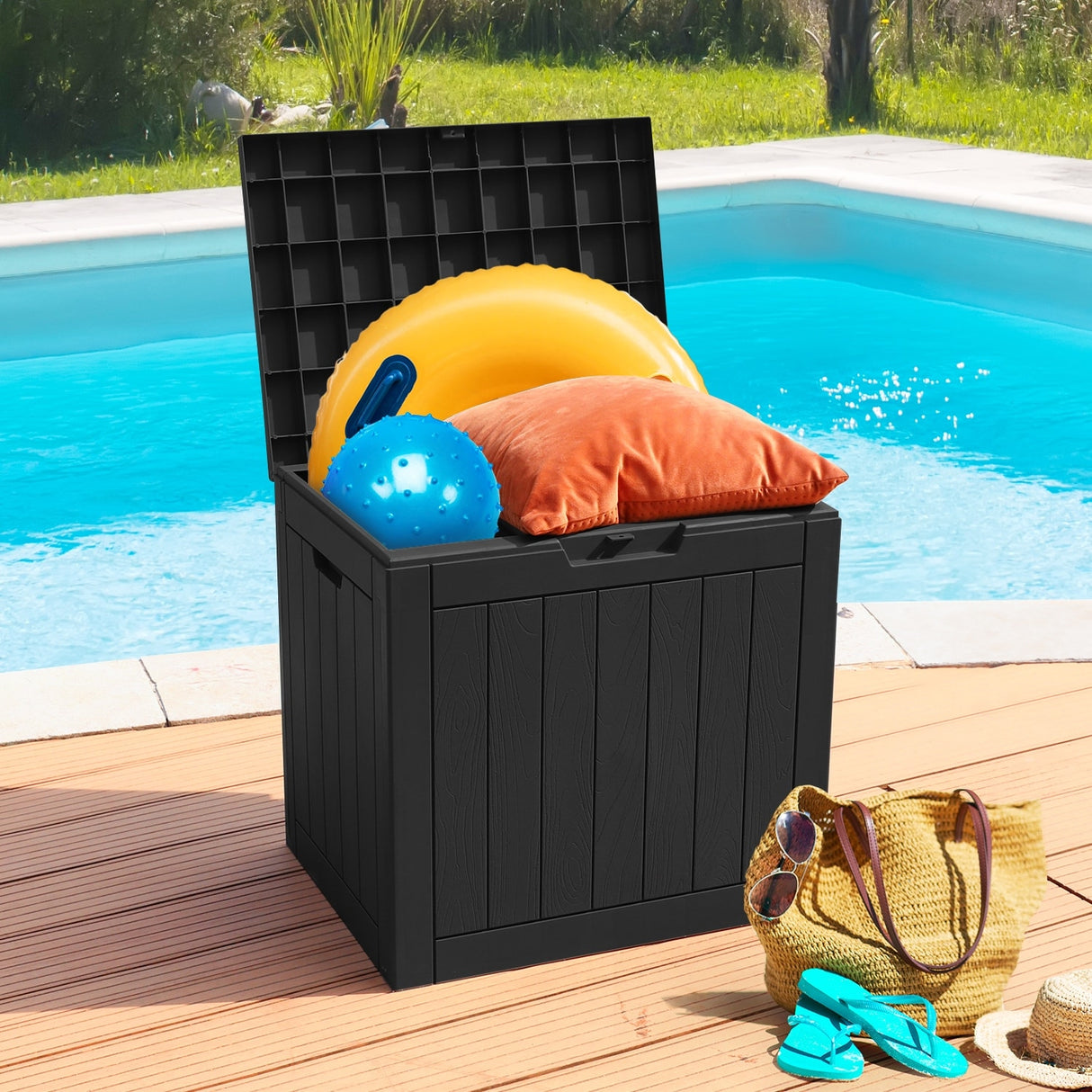 30 Gallon Waterproof Resin Deck Box Outdoor Storage for Patio Furniture