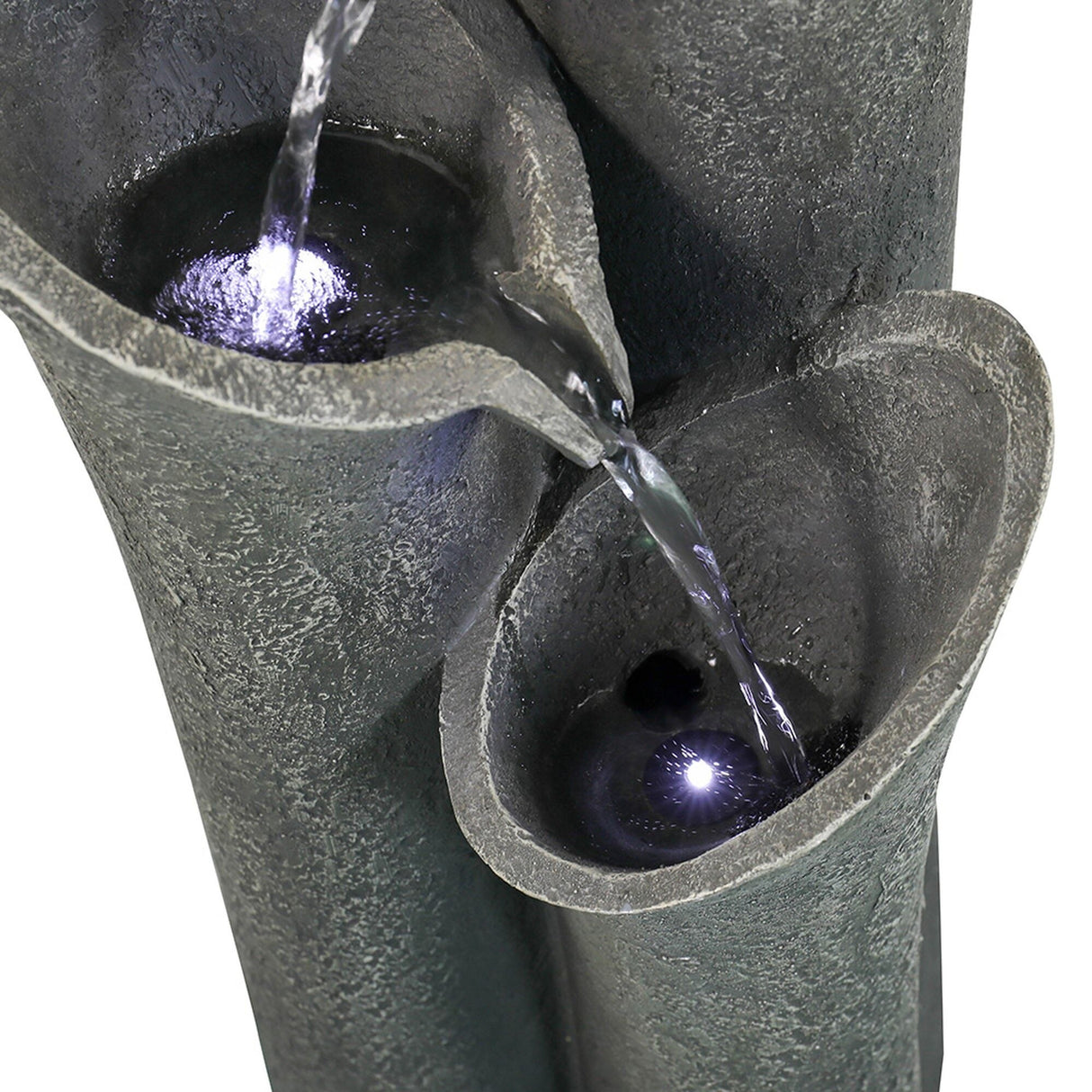 33.5'' Outdoor Water Fountain with Light, Resin Floor Water Fountain for Garden