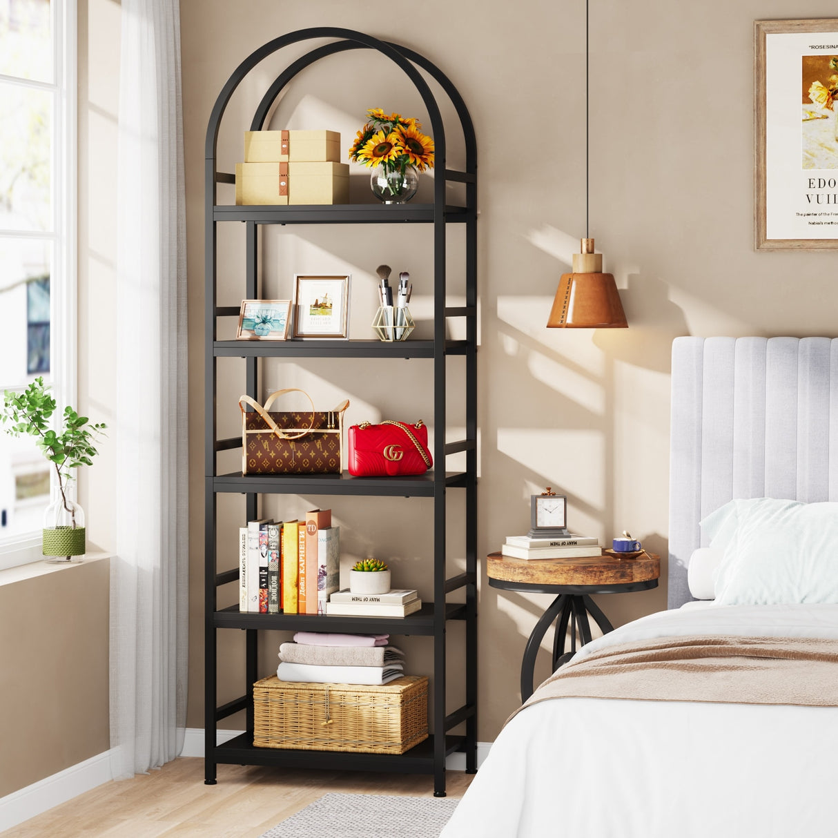 4-Tier Open Bookshelf, 70.8" Industrial Wood Bookcase, Easy Assembly