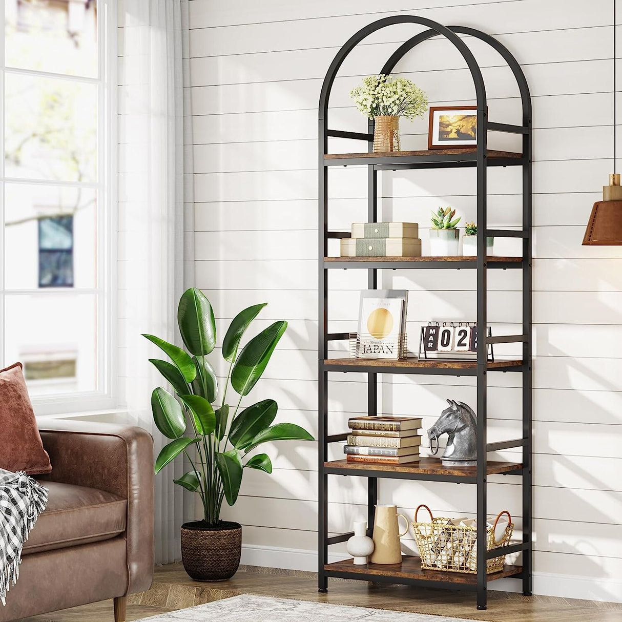 4-Tier Open Bookshelf, 70.8" Industrial Wood Bookcase, Easy Assembly