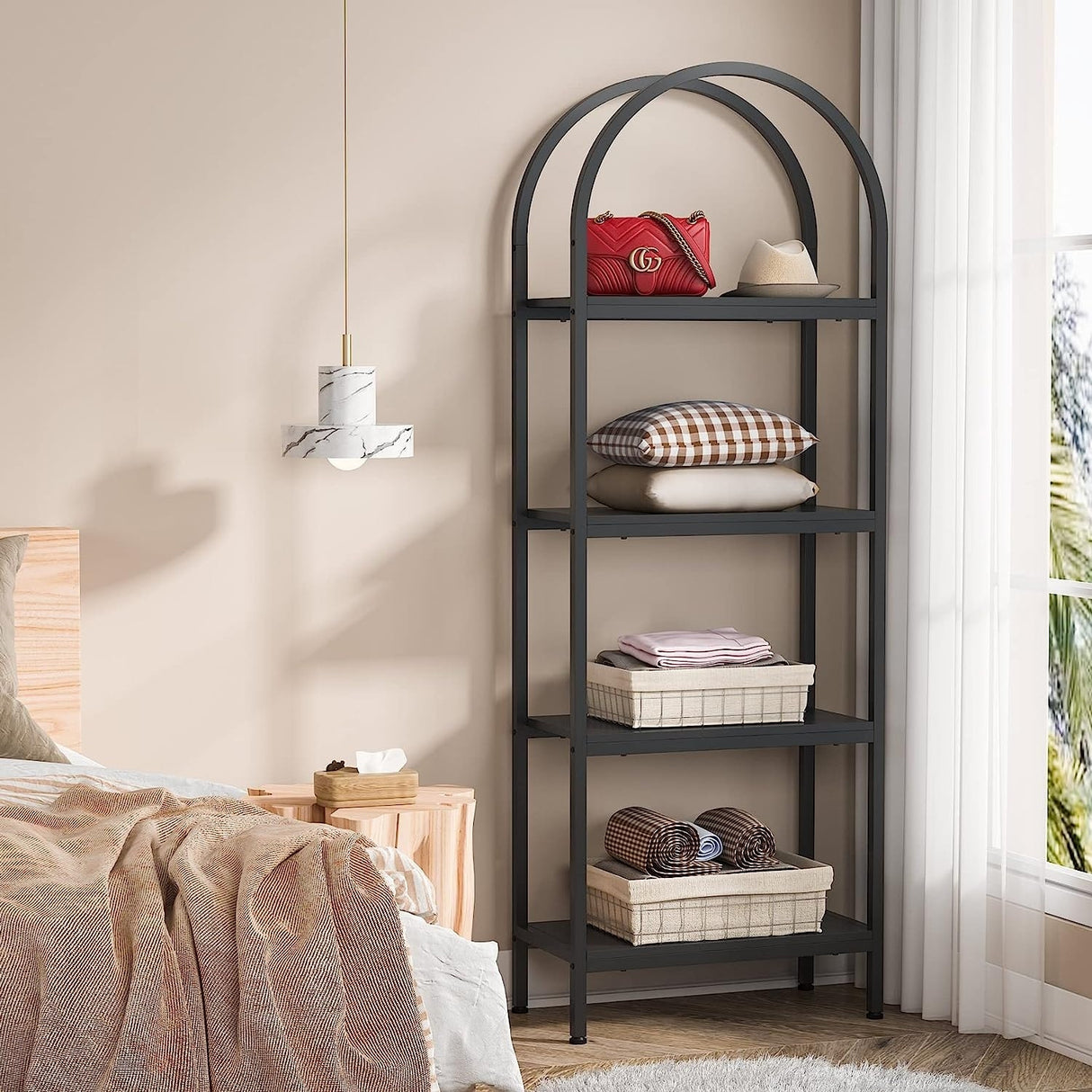 4-Tier Open Bookshelf, 70.8" Industrial Wood Bookcase, Easy Assembly