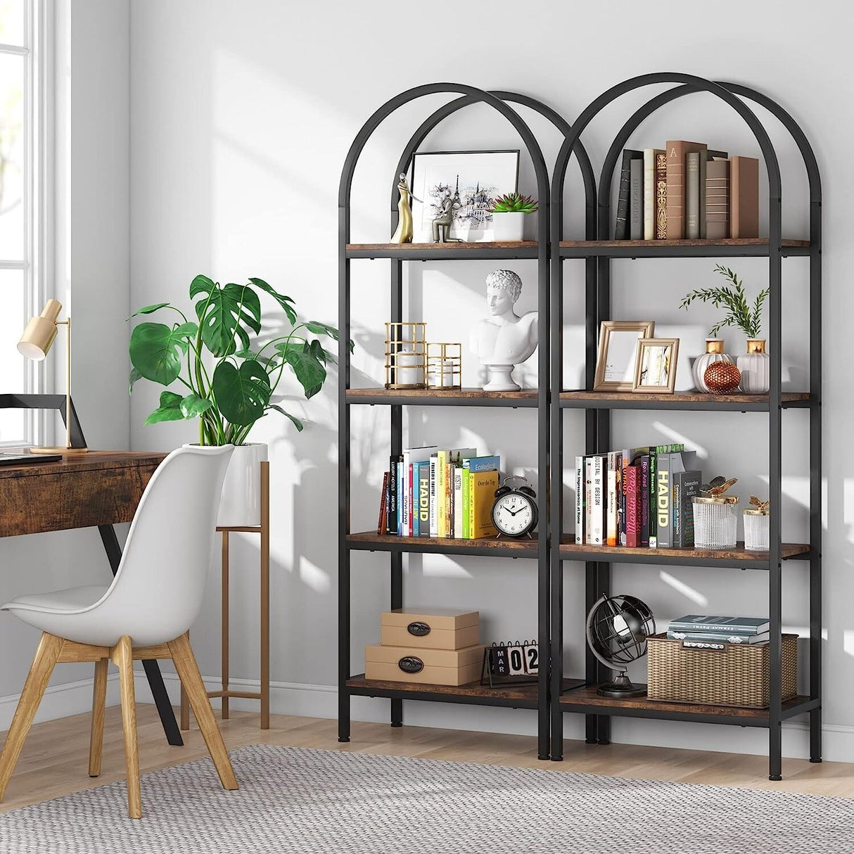 4-Tier Open Bookshelf, 70.8" Industrial Wood Bookcase, Easy Assembly