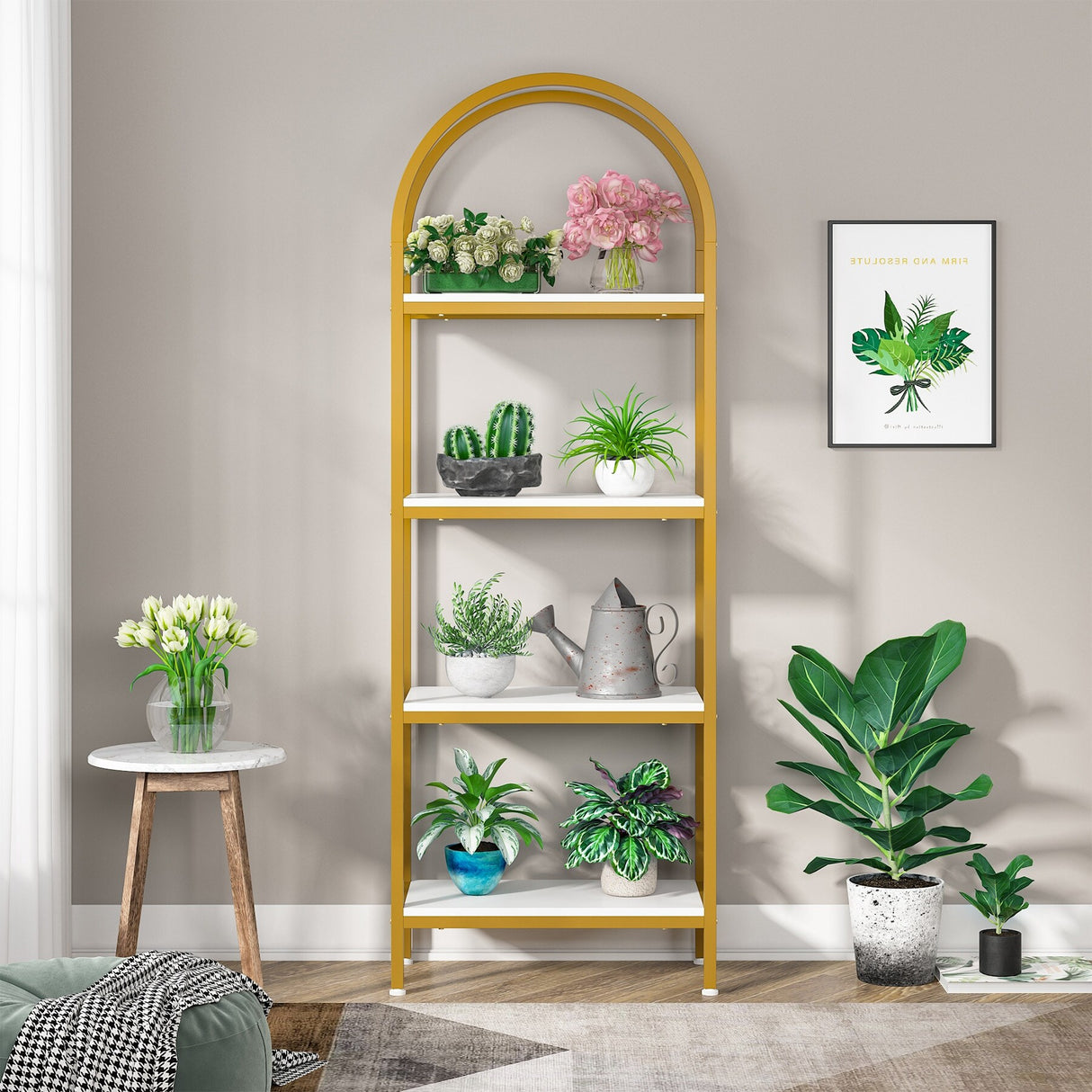 4-Tier Open Bookshelf, 70.8" Industrial Wood Bookcase, Easy Assembly