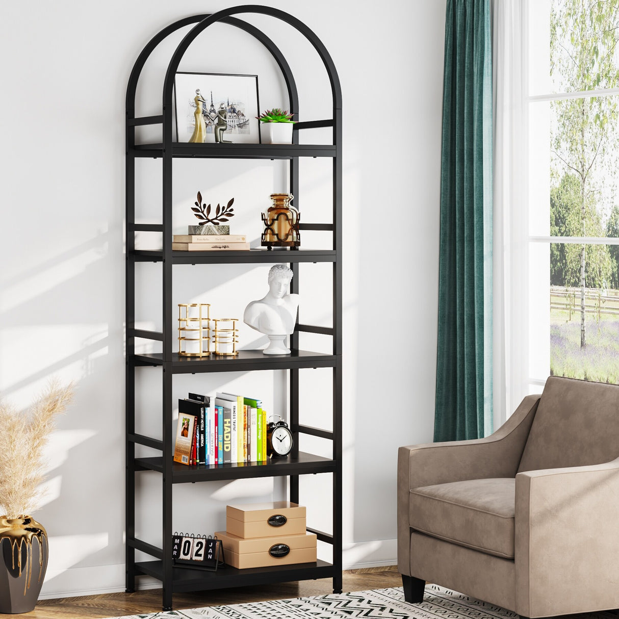 4-Tier Open Bookshelf, 70.8" Industrial Wood Bookcase, Easy Assembly