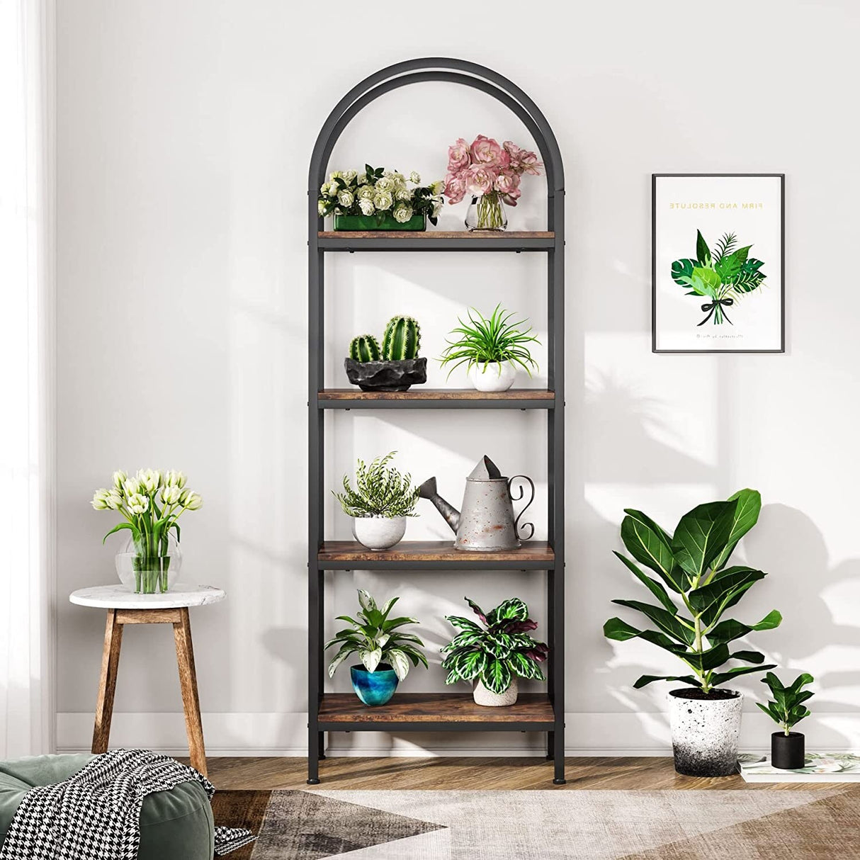 4-Tier Open Bookshelf, 70.8" Industrial Wood Bookcase, Easy Assembly