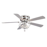 48" Modern Reversible 5-Blade Crystal Flush Mount Ceiling Fan with Remote