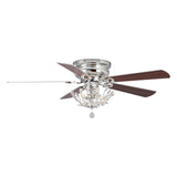 48" Modern Reversible 5-Blade Crystal Flush Mount Ceiling Fan with Remote