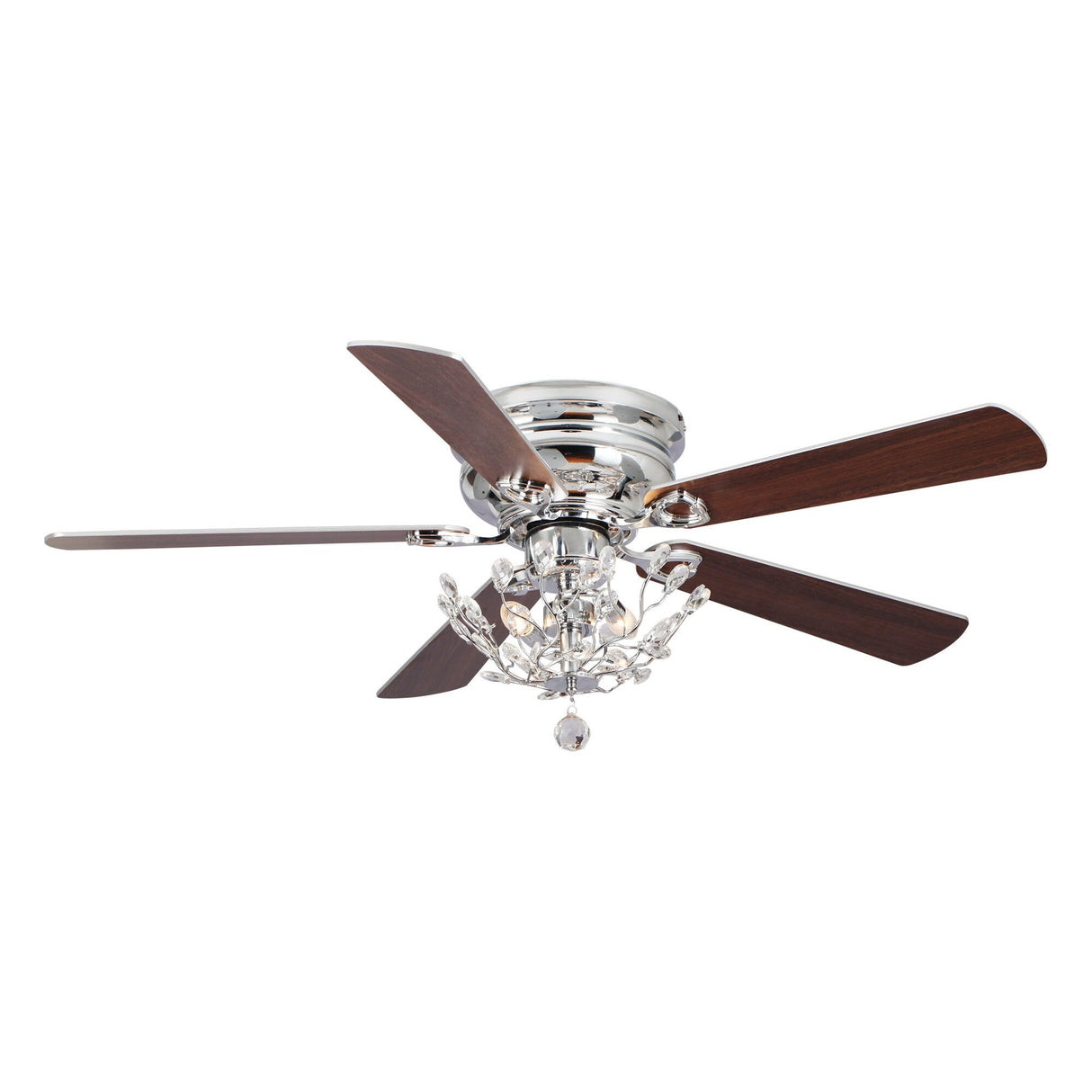 48" Modern Reversible 5-Blade Crystal Flush Mount Ceiling Fan with Remote