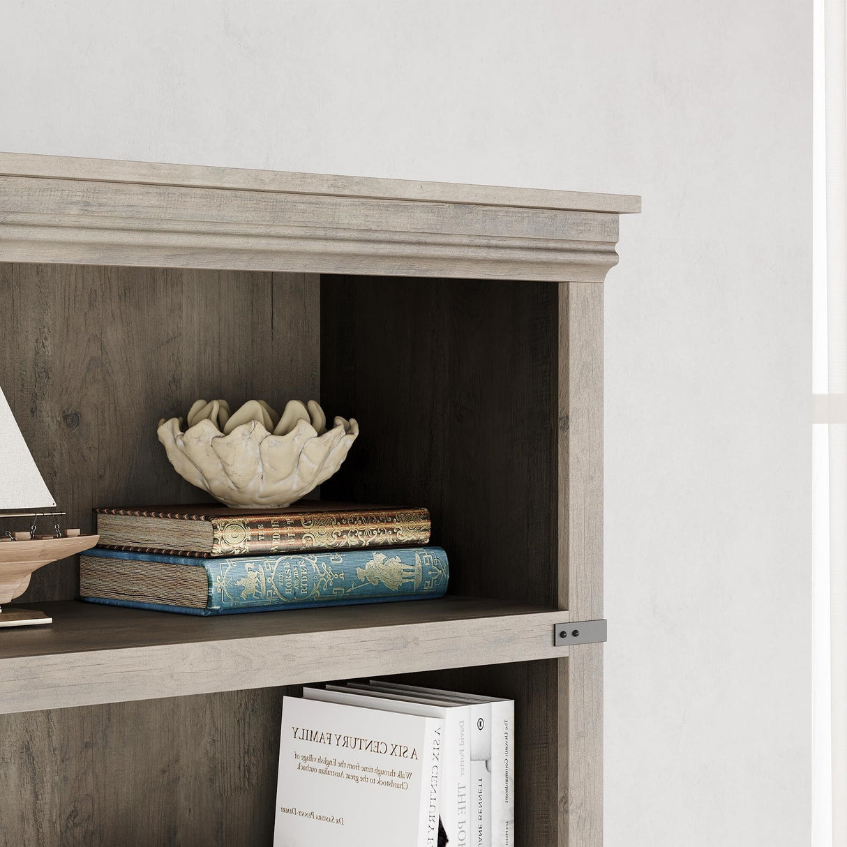 5 Tier Bookcase, Farmhouse Book Shelf with Storage