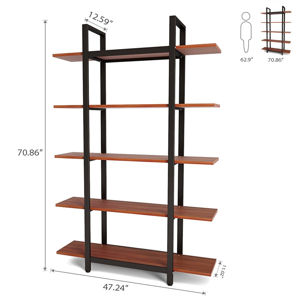 5 Tier Bookshelf Wide Display Shelves Bookshelves