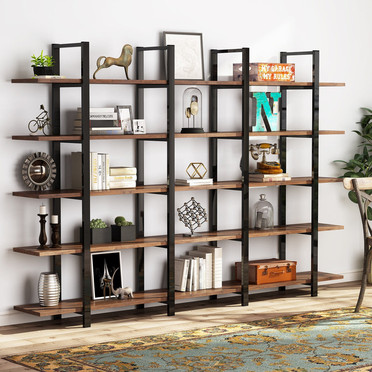 5 Tier Bookshelf Wide Display Shelves Bookshelves