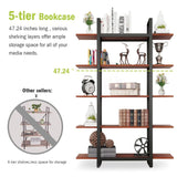 5 Tier Bookshelf Wide Display Shelves Bookshelves