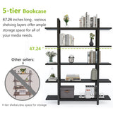 5 Tier Bookshelf Wide Display Shelves Bookshelves