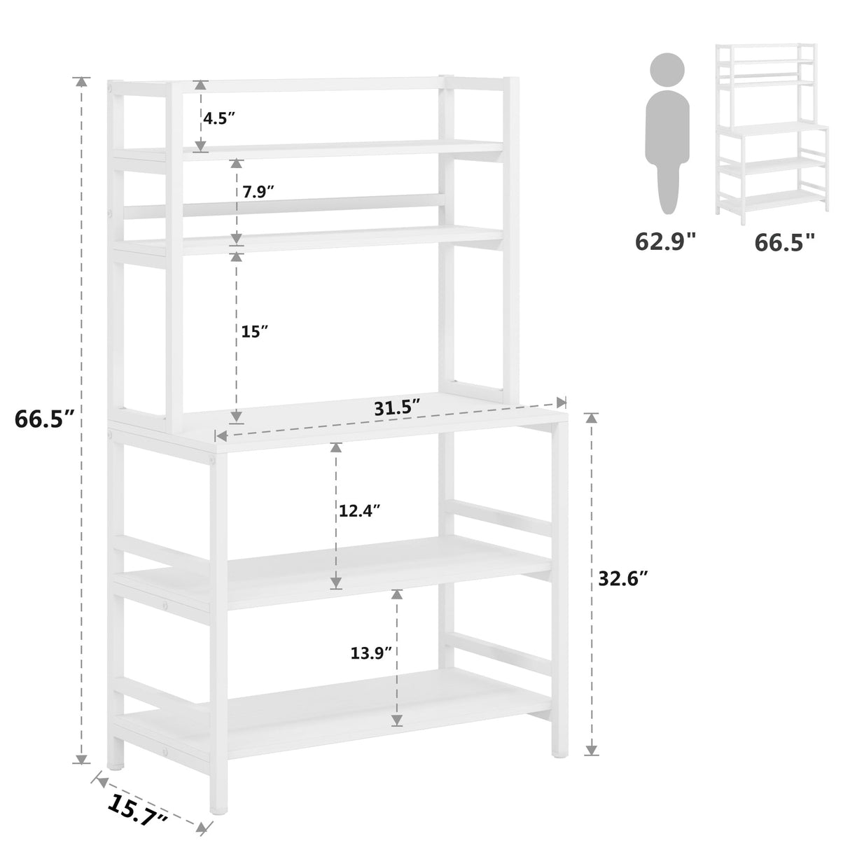 5-Tier Kitchen Bakers Rack Utility Storage Shelf Microwave Oven Stand, Industrial Microwave Cart Kitchen Stand with Hutch