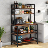 5-Tier Kitchen Bakers Rack Utility Storage Shelf Microwave Oven Stand, Industrial Microwave Cart Kitchen Stand with Hutch