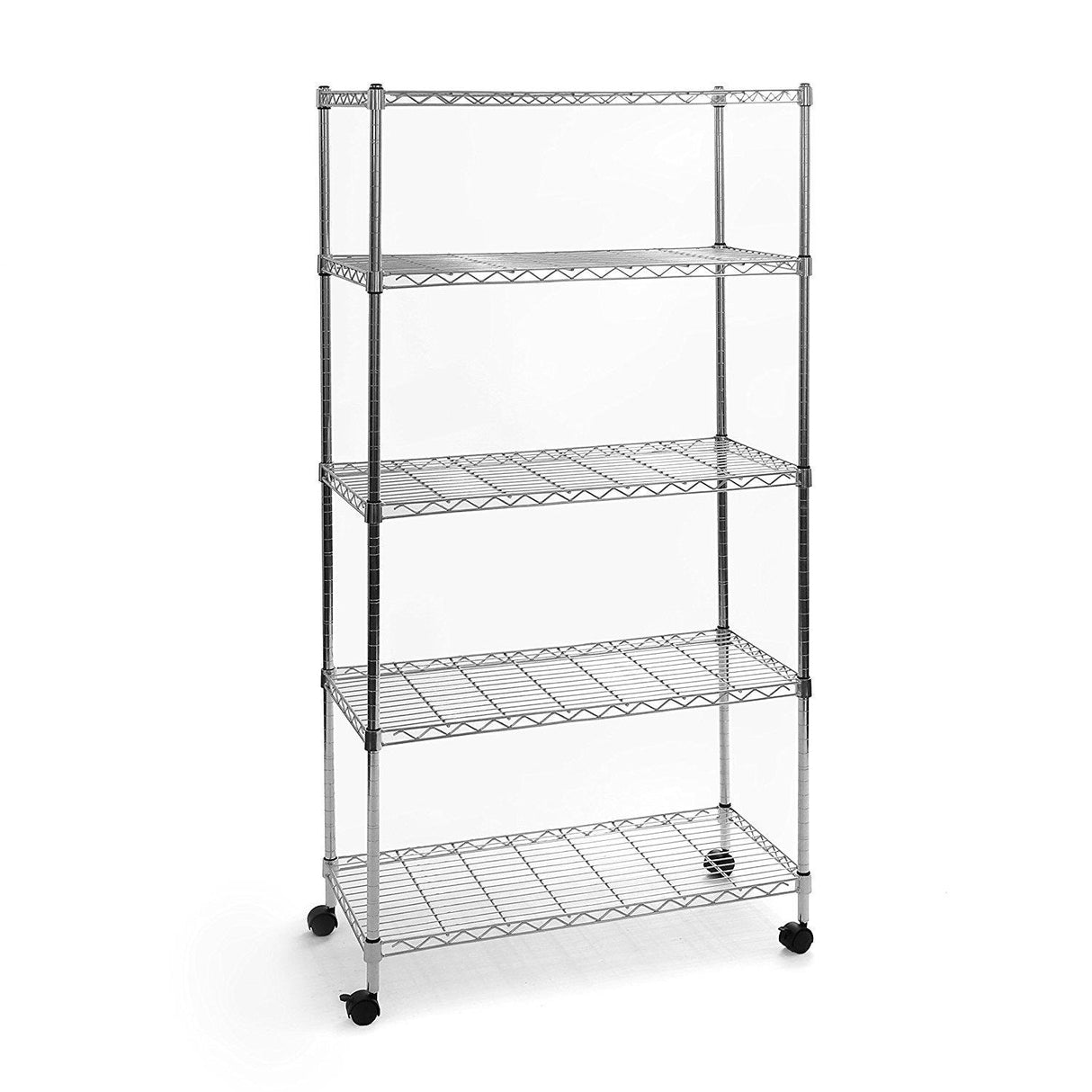 5 Tier Shelf Adjustable Wire Metal Shelving Rack Chrome