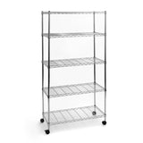 5 Tier Shelf Adjustable Wire Metal Shelving Rack Chrome