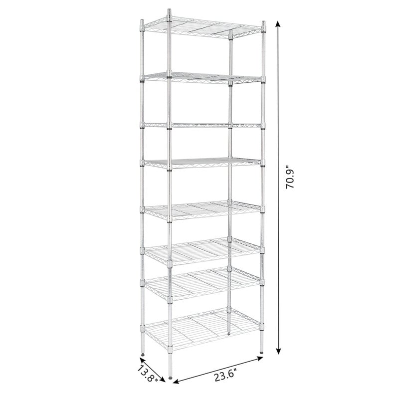 5 Tier Shelf Adjustable Wire Metal Shelving Rack Chrome