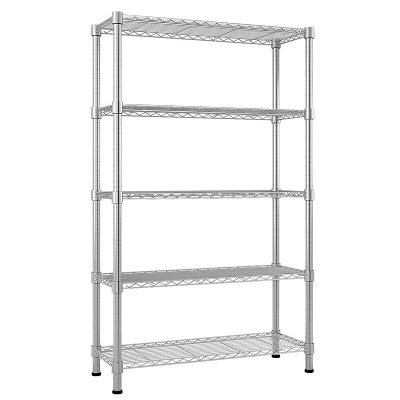 5 Tier Shelf Adjustable Wire Metal Shelving Rack Chrome