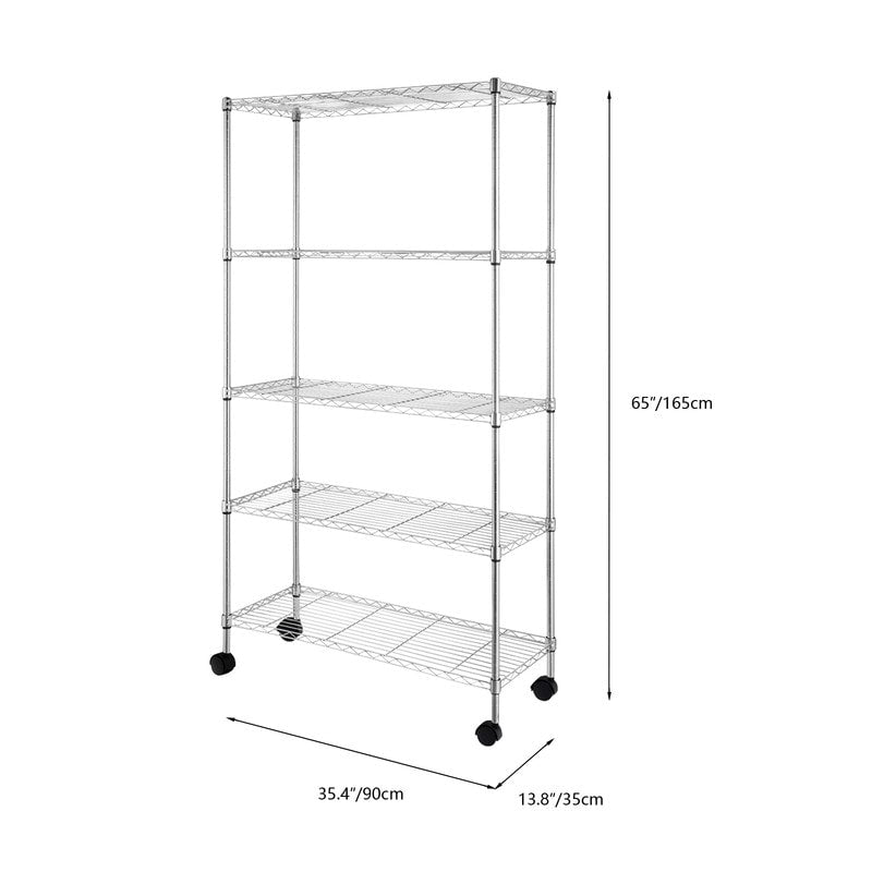 5 Tier Shelf Adjustable Wire Metal Shelving Rack Chrome