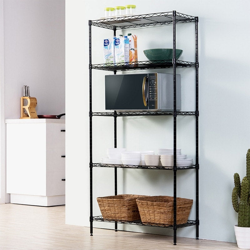 5 Tier Shelf Adjustable Wire Metal Shelving Rack Chrome