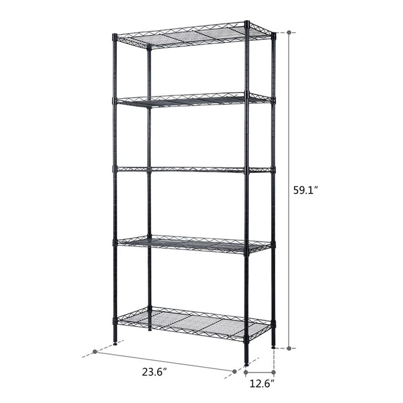 5 Tier Shelf Adjustable Wire Metal Shelving Rack Chrome