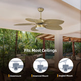 Moasis 52" Palm Leaf Ceiling Fan with Light Tropical Style with Remote