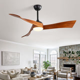 52" and 60" Noiseless Walnut Wood Ceiling Fan with Remote Control,Light Integrated Optional - 52 Inch